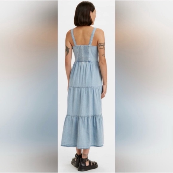 Levi's sabine Button Front Tiered Midi Dress - Picture 3 of 6